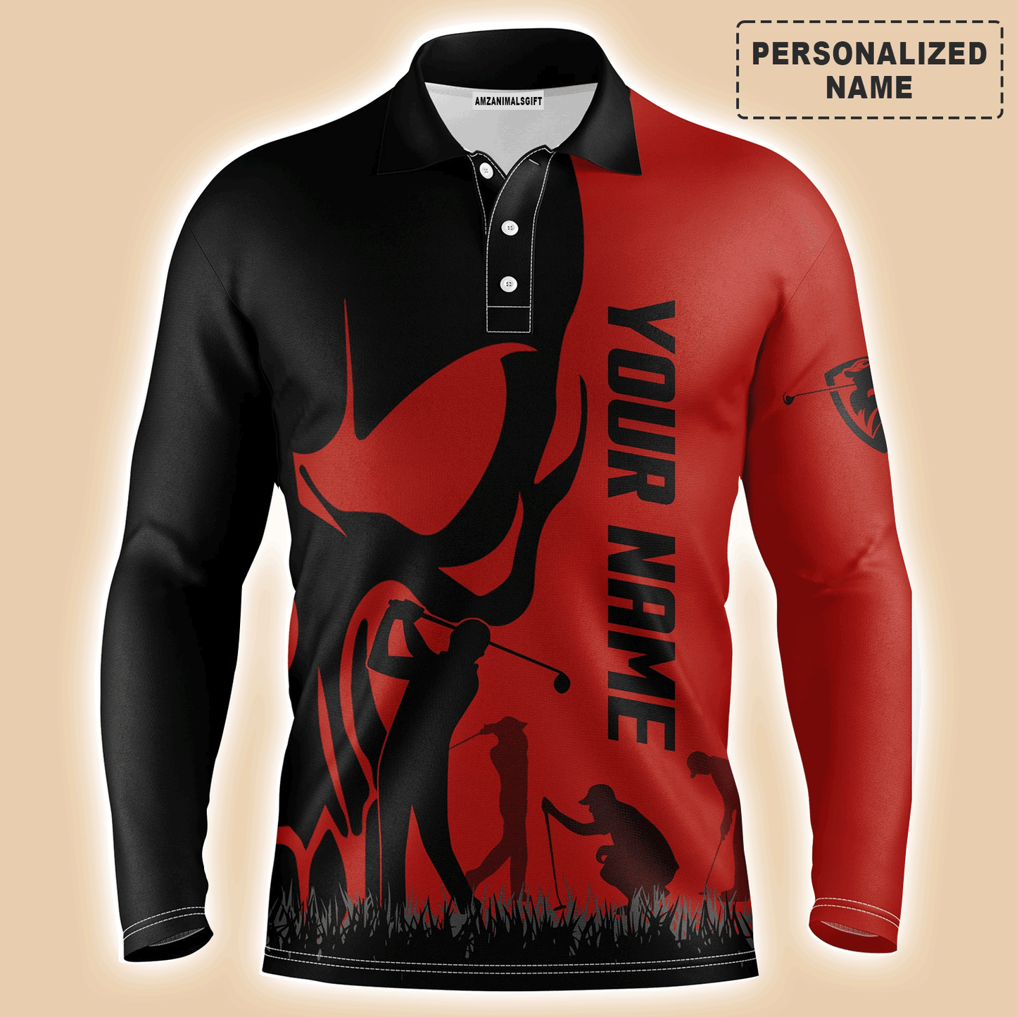 Custom Golf Long Sleeve Men Polo Shirt jerseys- Custom Name Skull Multicolor Apparel Men Polo Shirt - Perfect Polo Shirt For Men, Golfers