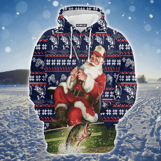 Fishing Premium Christmas Hoodie, Santa Fishing Unisex Hoodie For Men & Women - Perfect Gift For Christmas, Fishing Lover