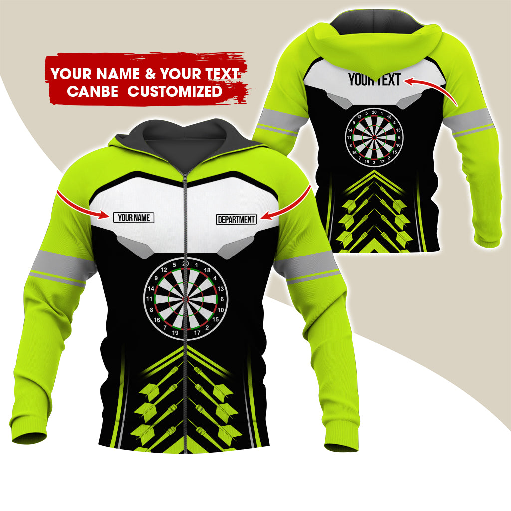 Personalized Name Darts Team Premium Zip Hoodie, Customized Dartboard Zip Hoodie For Men & Women - Gift For Darts Lovers, Darts Players