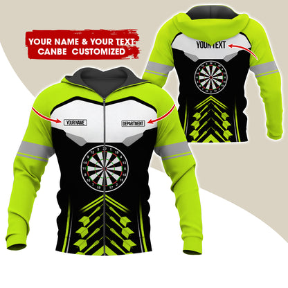 Personalized Name Darts Team Premium Zip Hoodie, Customized Dartboard Zip Hoodie For Men & Women - Gift For Darts Lovers, Darts Players