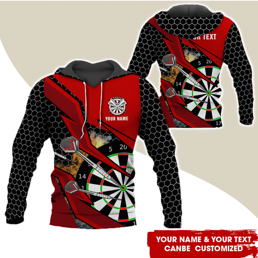 Customized Name & Text Darts Premium Hoodie, Honeycomb Pattern Darts Hoodie, Perfect Gift For Darts Lovers, Darts Player