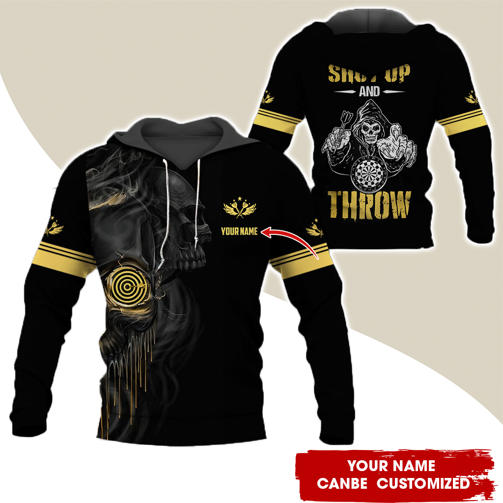 Personalized Darts Skull Premium Hoodie, Shut Up And Throw Hoodie For Men & Women, Perfect Gift For Darts Lovers, Darts Player