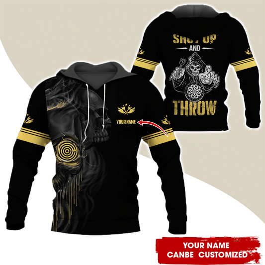 Personalized Darts Skull Premium Hoodie, Shut Up And Throw Hoodie For Men & Women, Perfect Gift For Darts Lovers, Darts Player