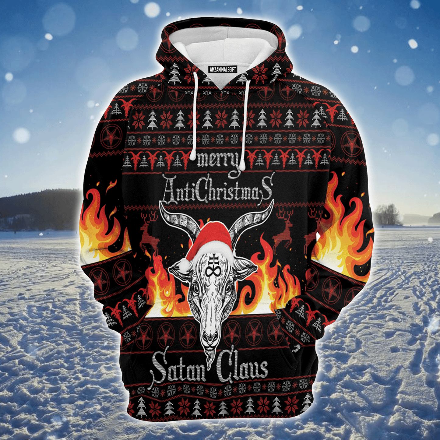 Satan Claus Premium Christmas Hoodie, Fire AntiChristmas Unisex Hoodie For Men & Women - Perfect Gift For Christmas, Friends, Family