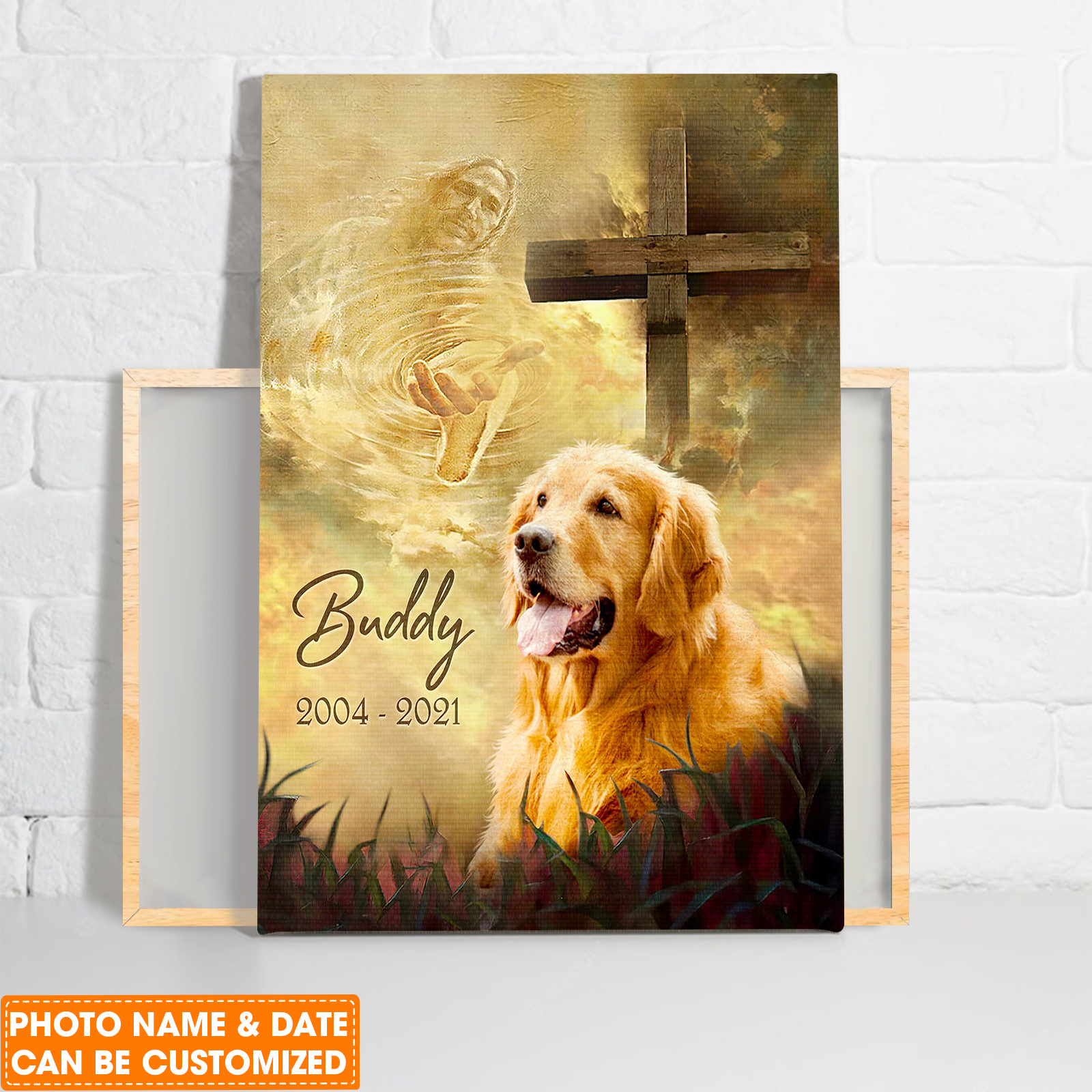 Personalized Dog Portrait Canvas, Take My Hand Jesus Canvas, Memorial Pet Canvas, Perfect Gift For Christian, Dog Lovers, Friends, Family