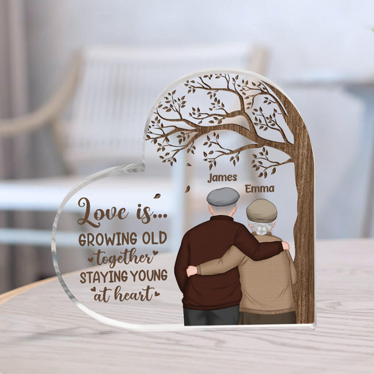 Personalized Couple Acrylic Ornament, Customized Love Is Growing Old Acrylic Ornament, Best Ornament For Couple