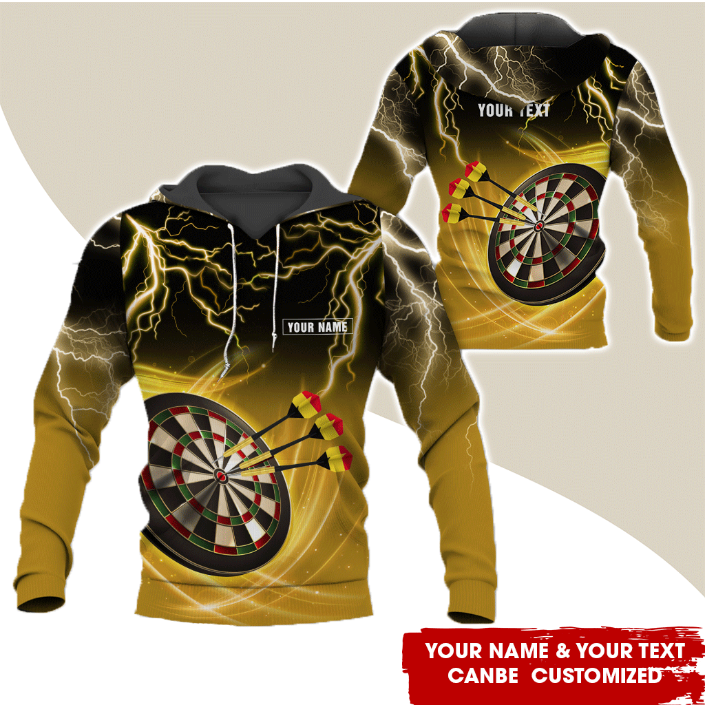 Personalized Lightning Darts Premium Hoodie ,Customized Name & Text Yellow Hoodie, Perfect Gift For Darts Lovers, Darts Player