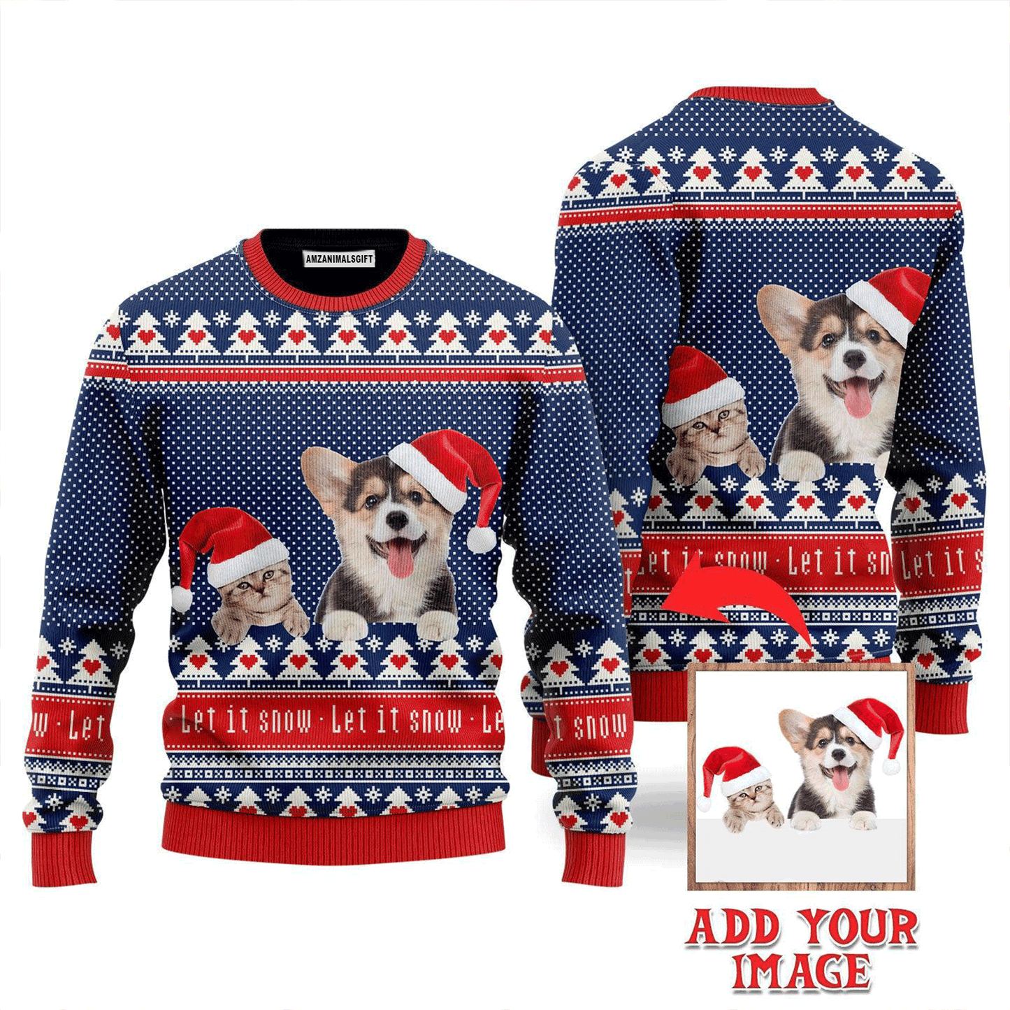 Custom Funny Pet Photo Sweater, Ugly Sweater For Men & Women, Perfect Outfit For Christmas New Year Autumn Winter