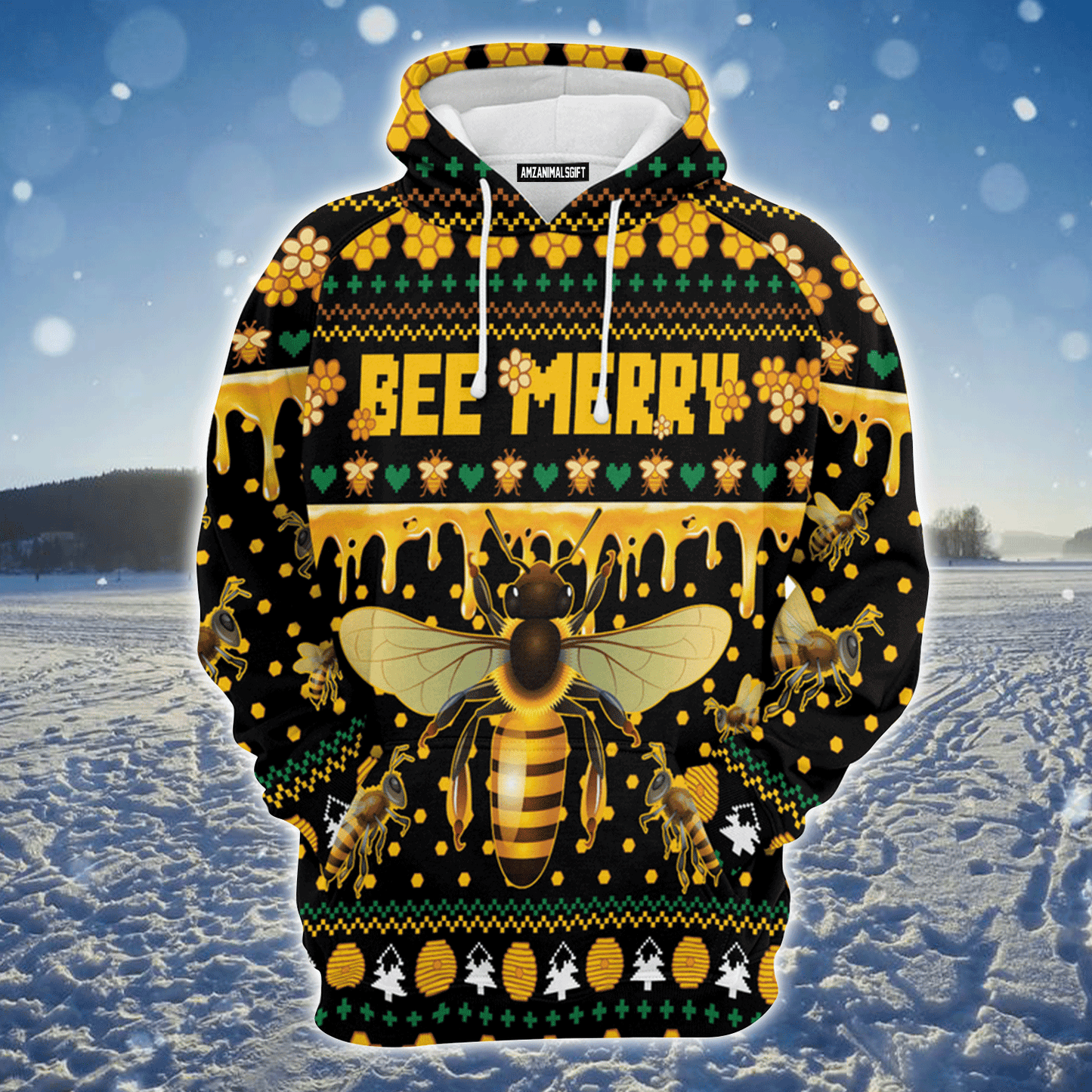 Bee Premium Christmas Hoodie, Bee Merry Christmas Unisex Hoodie For Men & Women - Perfect Gift For Christmas, Bee Lovers