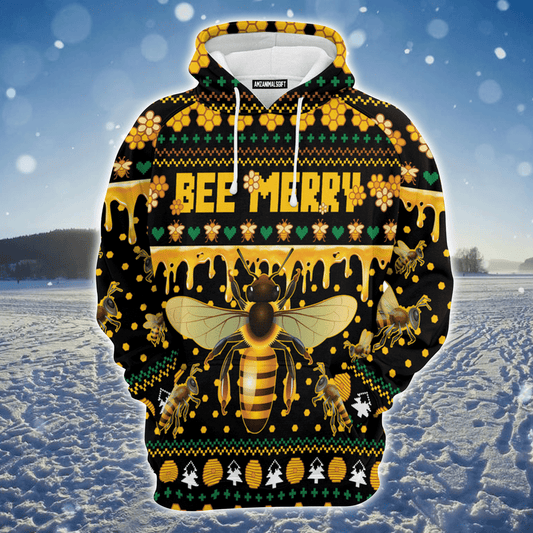 Bee Premium Christmas Hoodie, Bee Merry Christmas Unisex Hoodie For Men & Women - Perfect Gift For Christmas, Bee Lovers