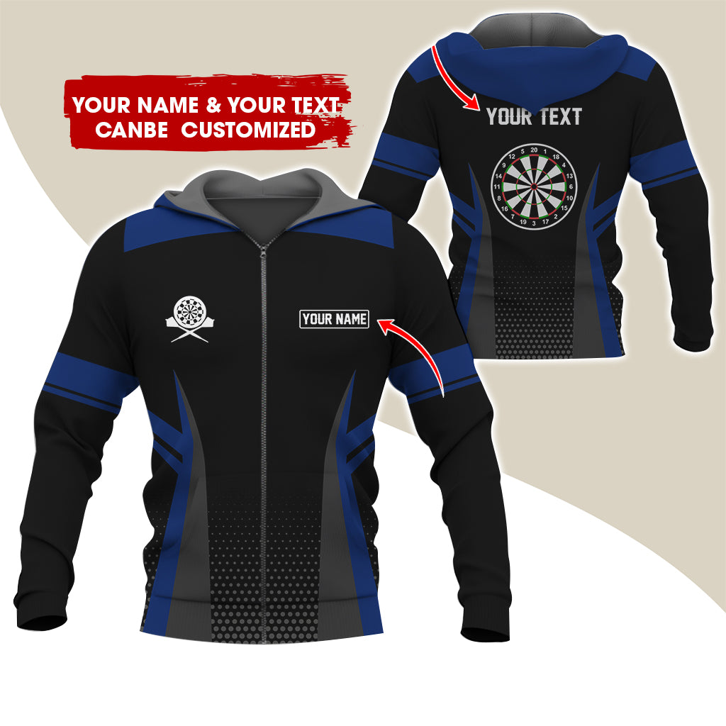 Customized Name & Text Darts Premium Zip Hoodie, Personalized  Dartboard Zip Hoodie For Men & Women - Gift For Darts Lovers, Darts Players
