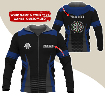 Customized Name & Text Darts Premium Zip Hoodie, Personalized  Dartboard Zip Hoodie For Men & Women - Gift For Darts Lovers, Darts Players