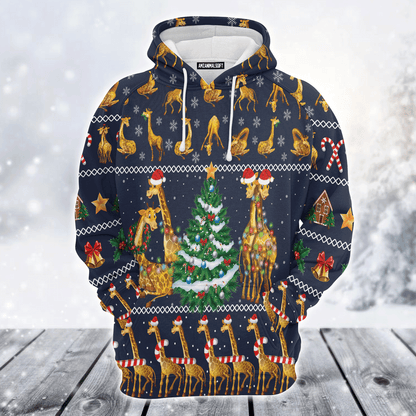 Giraffe Premium Christmas Hoodie, Giraffe Christmas Tree Unisex Hoodie For Men & Women - Perfect Gift For Christmas, Giraffe Lover