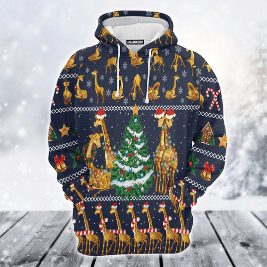 Giraffe Premium Christmas Hoodie, Giraffe Christmas Tree Unisex Hoodie For Men & Women - Perfect Gift For Christmas, Giraffe Lover