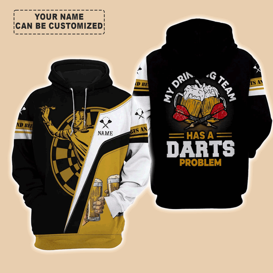 Personalized Darts Premium Unisex Hoodie, My Drinking Team Has A Darts Problem Hoodie For Men And Women, Gift For Darts Lover On Christmas