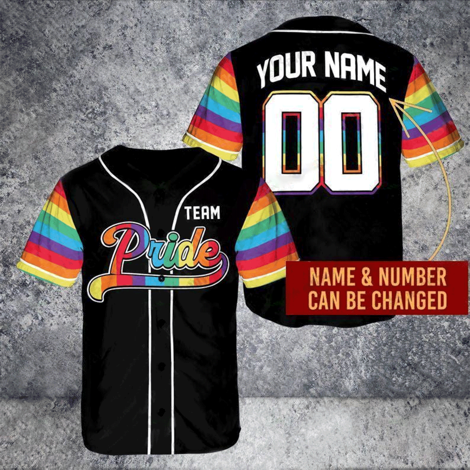 Customized LGBT Baseball Jersey Shirt - LGBT Pride Personalized Name and Number Baseball Jersey Shirt For Juneteenth