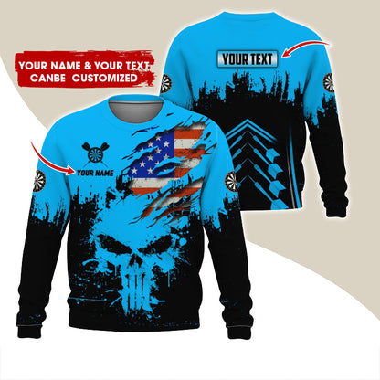 Customized Name & Text Darts Sweatshirt, Personalized Darts American Flag Sweatshirt For Men & Women - Gift For Darts Lovers, Darts Players