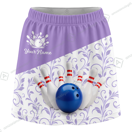Customized Bowling Trouser Skirts With Shorts Underneath, Bowling Scroll Pattern Vector With Pockets