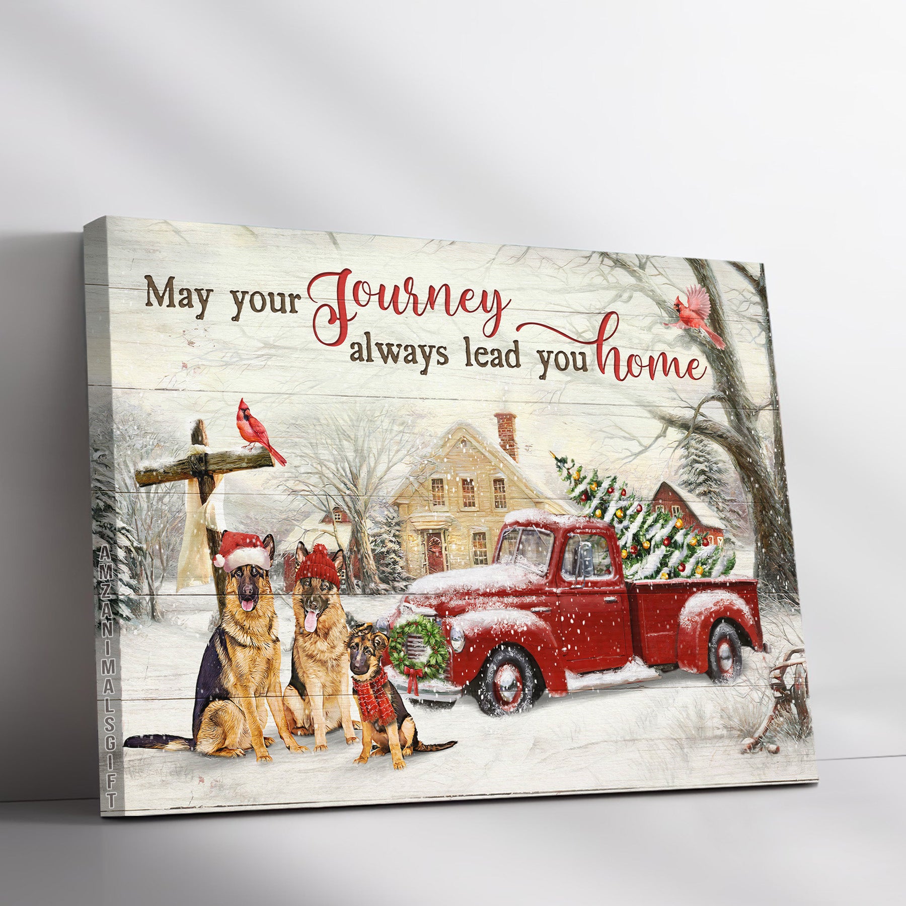 German Shepherd & Jesus Premium Wrapped Landscape Canvas - Christmas, German Shepherd, May Your Journey Always Lead You Home - Gift For Christian