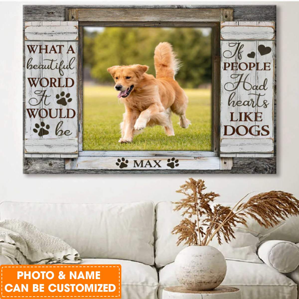 Personalized Dog Landscape Canvas, Custom Pet Photo If people had hearts like dogs Canvas, Perfect Gift For Dog Lovers, Friend, Family