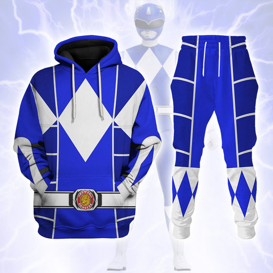 Blue Mighty Morphin Power Ranger Cosplay C2 - Hoodie Set, Sweatshirt, Sweatpants