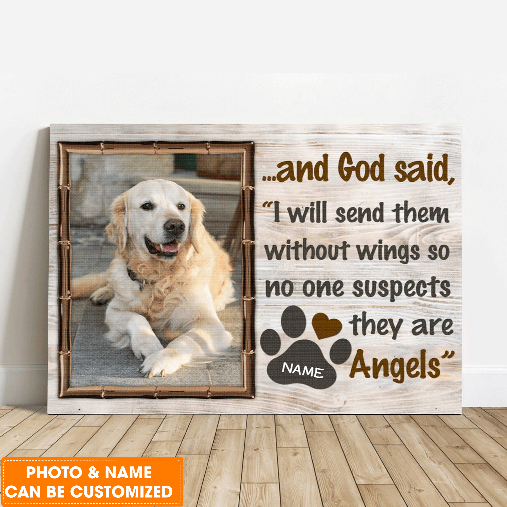 Personalized Dog Landscape Canvas, Custom Pet Photo Canvas God Said I Will Send Them Without Wings Canvas, Perfect Gift For Dog Lovers, Friend, Family