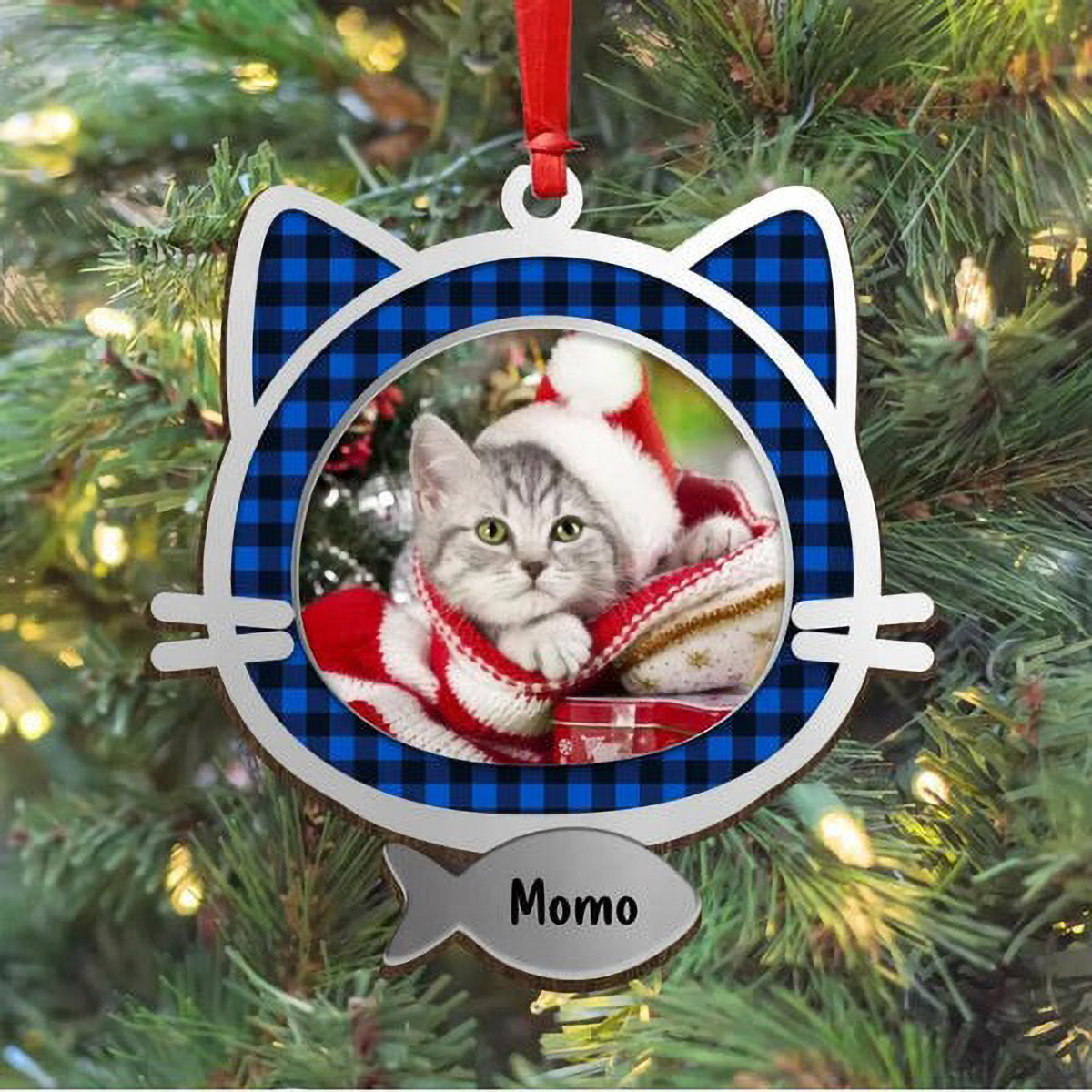 Customized Cat Photo Wooden Ornament, Personalized Pet Photo Wood Ornament - Christmas Gift For Cat Lovers, Pet Lovers, Cat Owners