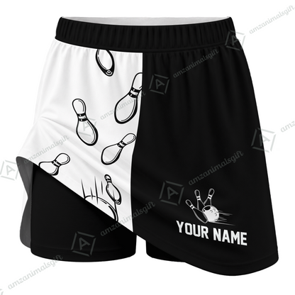 Customized Bowling Trouser Skirts With Shorts Underneath, Bowling Split Color With Pockets