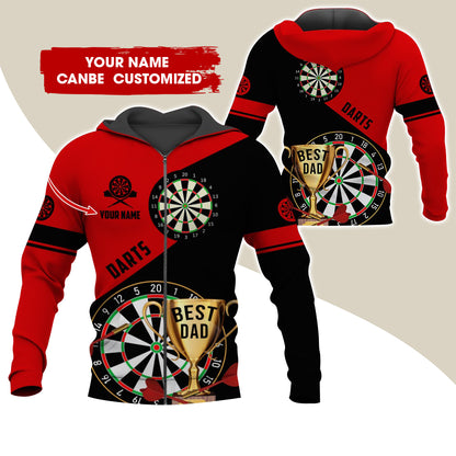 Customized Name Darts Premium Zip Hoodie , Personalized Name Best Dad Darts Zip Hoodie For Men & Women - Gift For Darts Lovers, Darts Players