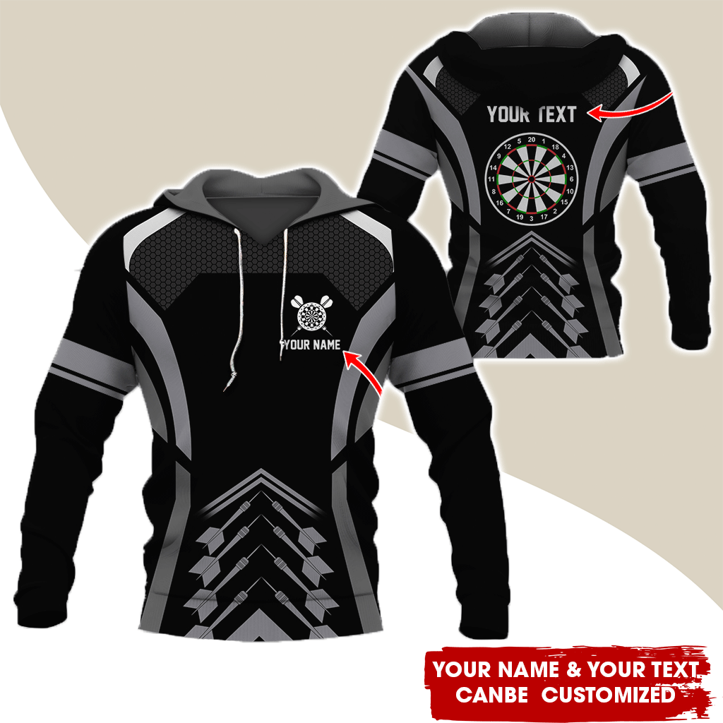 Customized Name & Text Darts Premium Hoodie, Dartboards Pattern Hoodie For Darts Player, Perfect Gift For Darts Lovers, Friend, Family
