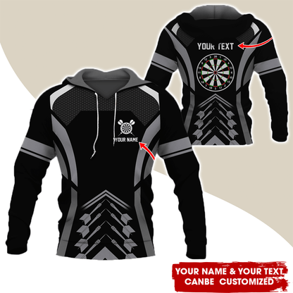 Customized Name & Text Darts Premium Hoodie, Dartboards Pattern Hoodie For Darts Player, Perfect Gift For Darts Lovers, Friend, Family