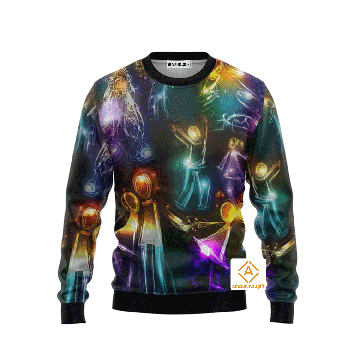 Happy Love Tree Neon Light Sweater, Ugly Sweater For Men & Women, Perfect Outfit For Christmas New Year Autumn Winter