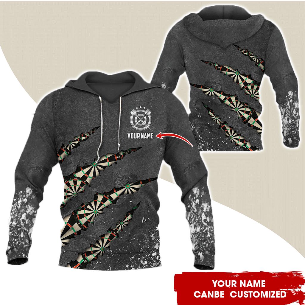 Customized Name Darts Premium Hoodie, Scratch Pattern Darts Hoodie For Men & Women, Perfect Gift For Darts Lovers, Friend, Family