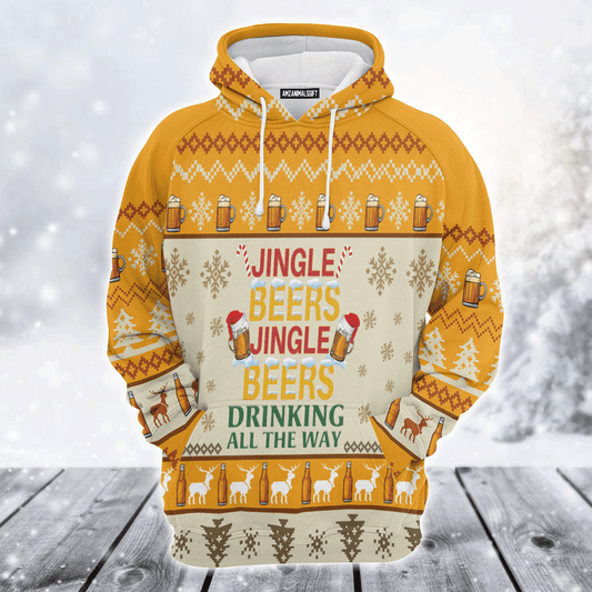 Beer Premium Christmas Hoodie, Jingle Beers Drinking All The Way Christmas Unisex Hoodie For Men & Women - Perfect Gift For Christmas, Beer Lovers