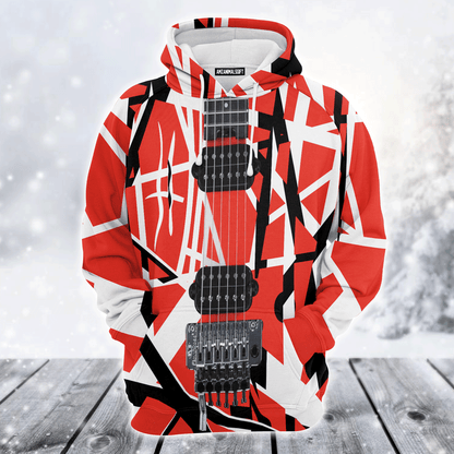 Guitar Premium Christmas Hoodie, Guitar Red & White Unisex Hoodie For Men & Women - Perfect Gift For Christmas, Guitar Lover