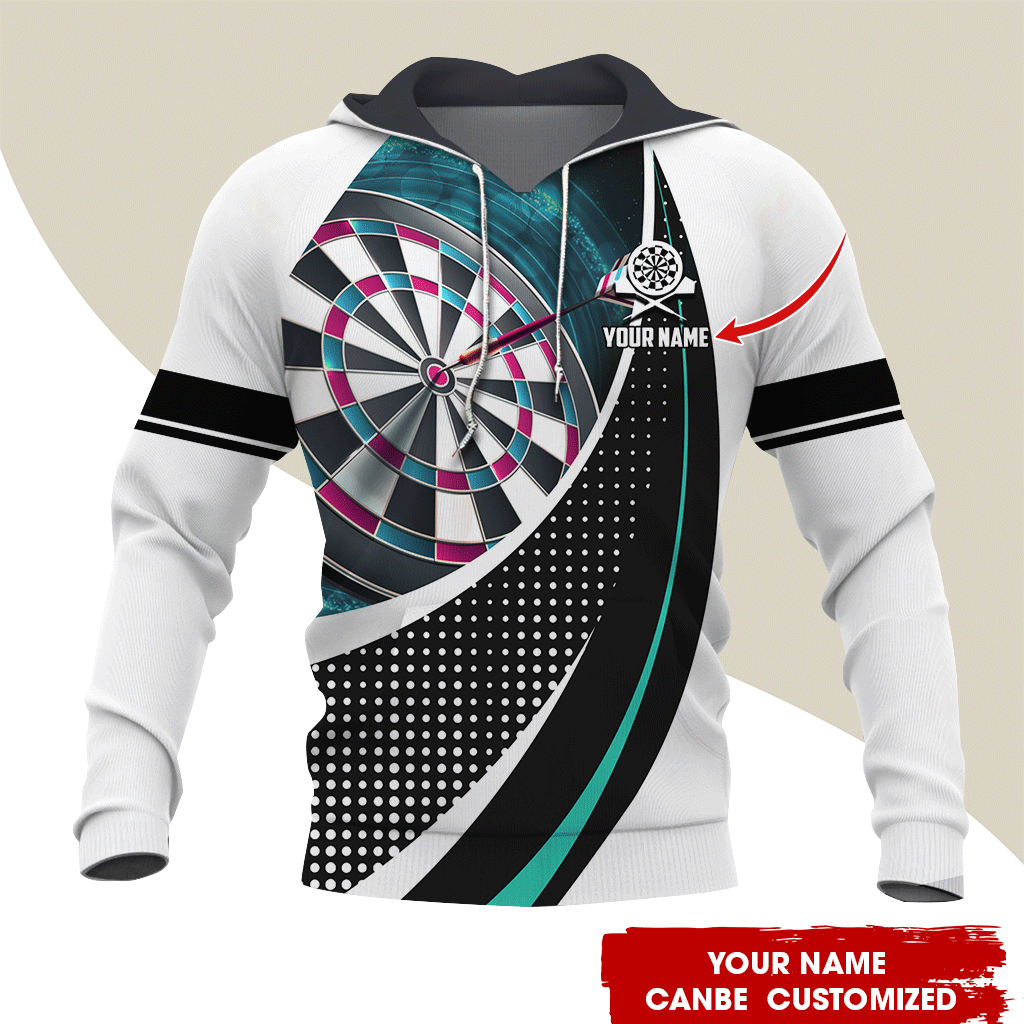 Customized Name Darts Premium Hoodie, Dartboards Pattern Hoodie For Men & Women, Custom Your Shirts For Darts Lovers, Friend, Family