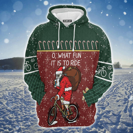 Santa Premium Christmas Hoodie, Funny Santa Cycling Unisex Hoodie For Men & Women - Perfect Gift For Christmas, Friends, Family