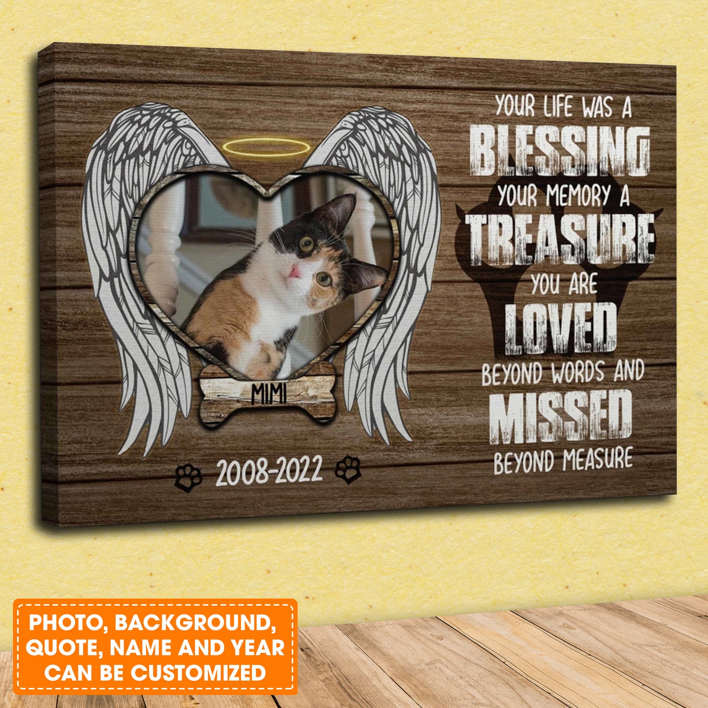 Custom Photo Cat Premium Wrapped Landscape Canvas, Cat Loss Gift, Loss Cat, Personalized Memorial Cat Gifts - Perfect Gift For Cat Lovers, Pet Lovers