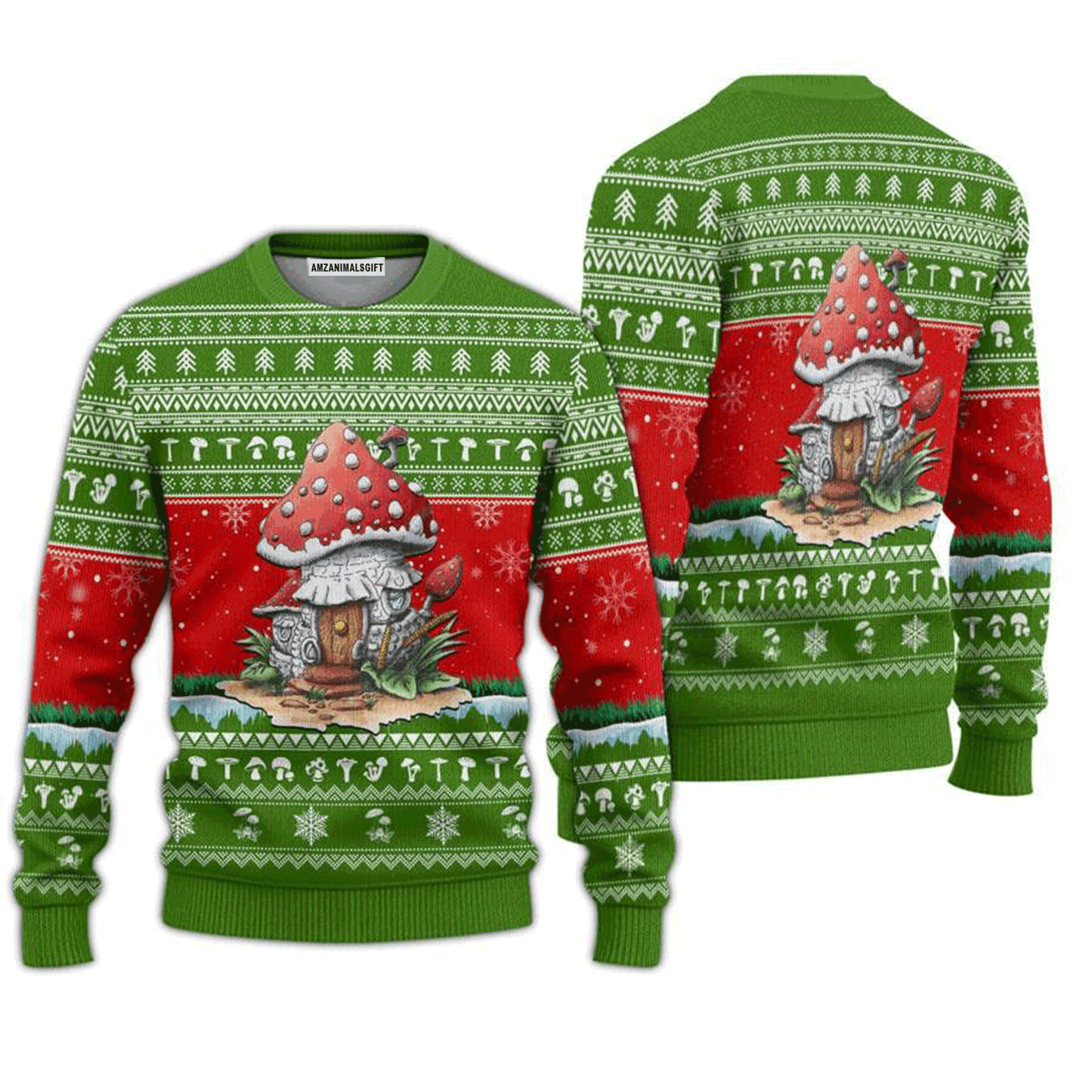 Mushrooms Sweater Green Pattern, Ugly Sweater For Men & Women, Perfect Outfit For Christmas New Year Autumn Winter