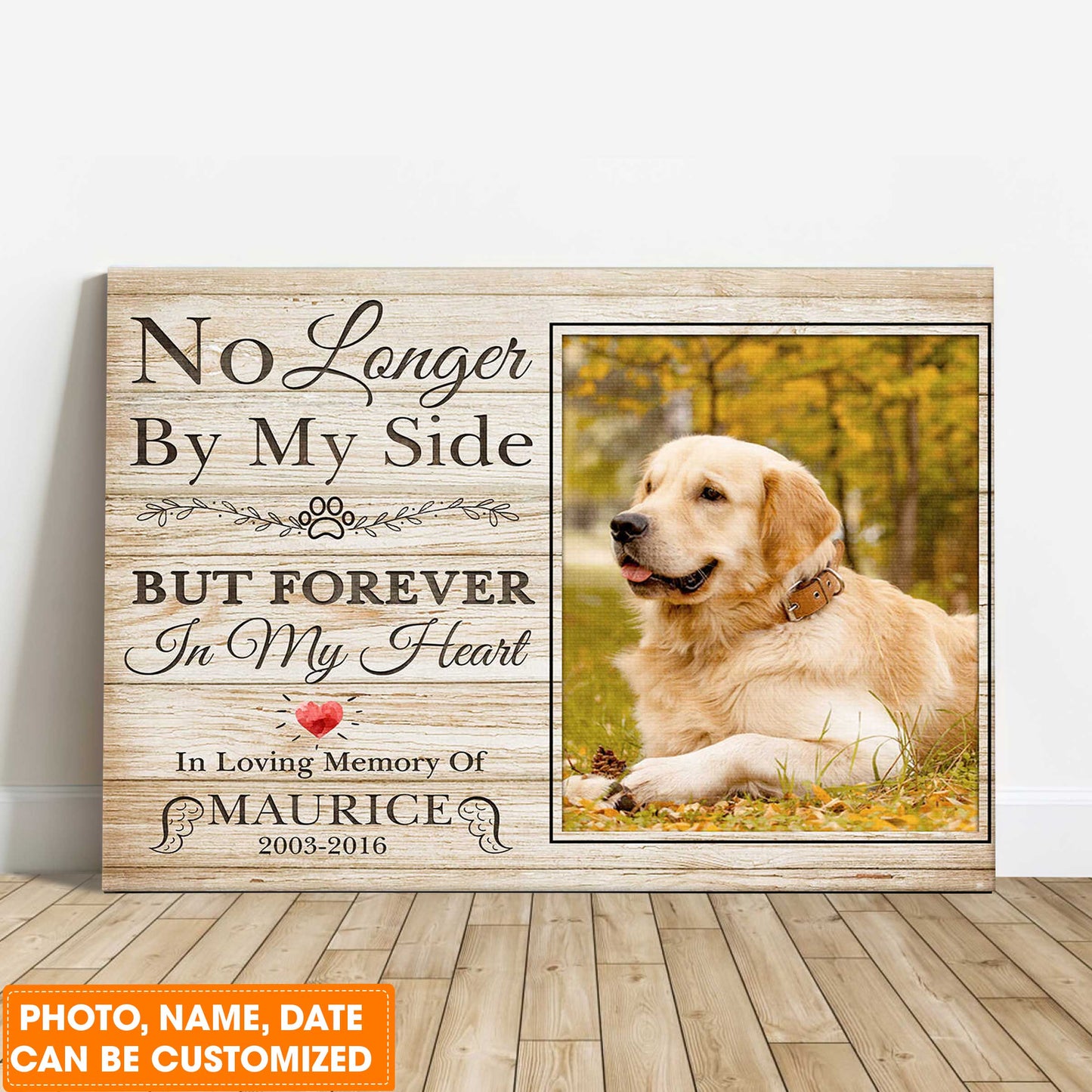 Personalized Dog Landscape Canvas, You Left Your Paw Prints Canvas, Custom Memorial Pet Photo, Perfect Gift For Dog Lovers, Friends, Family