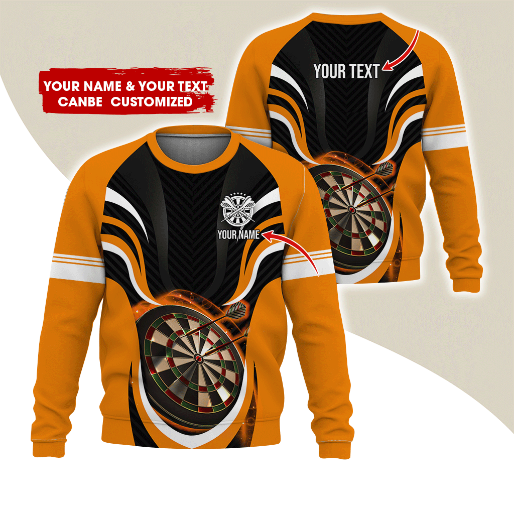 Customized Name & Text Darts Sweatshirt, Plaid And Wavy Pattern Darts Shirts For Men & Women - Gift For Darts Lovers, Darts Players