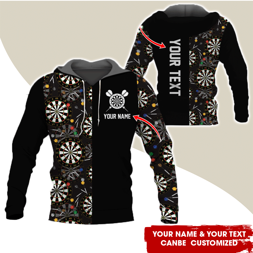 Customized Name & Text Darts Premium Hoodie, Darts Pattern Darts Black Hoodie, Perfect Gift For Darts Lovers, Darts Player