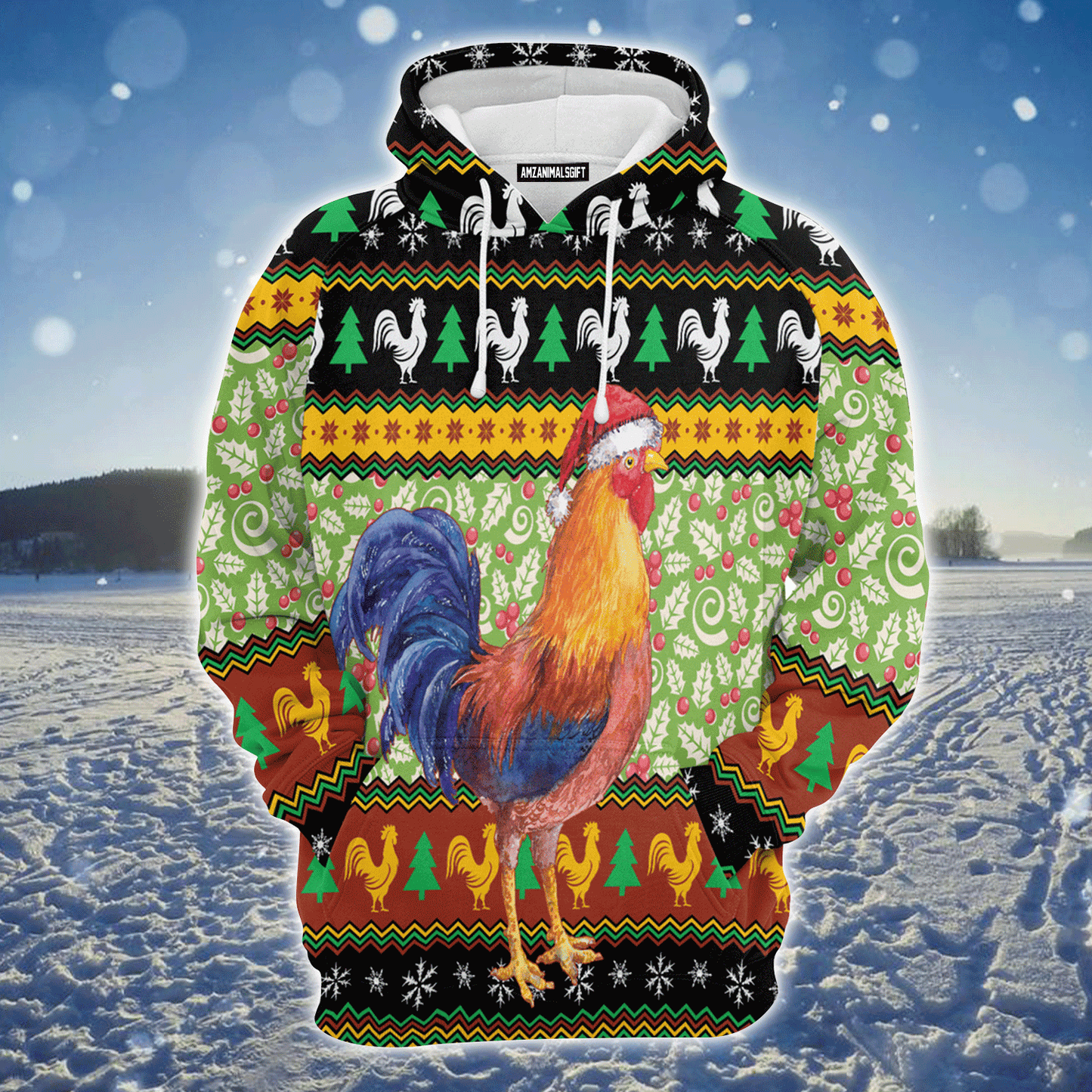 Chicken Premium Christmas Hoodie, Chicken Cluck-ry Christmas Unisex Hoodie For Men & Women - Perfect Gift For Christmas, Family