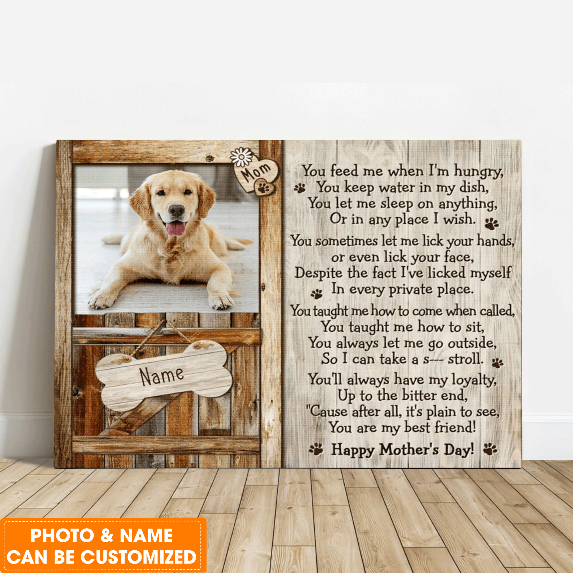 Personalized Dog Landscape Canvas, Custom Pet Photo, Mothers Day Gift For Dog Mom Canvas, Perfect Gift For Dog Lovers, Friend, Family