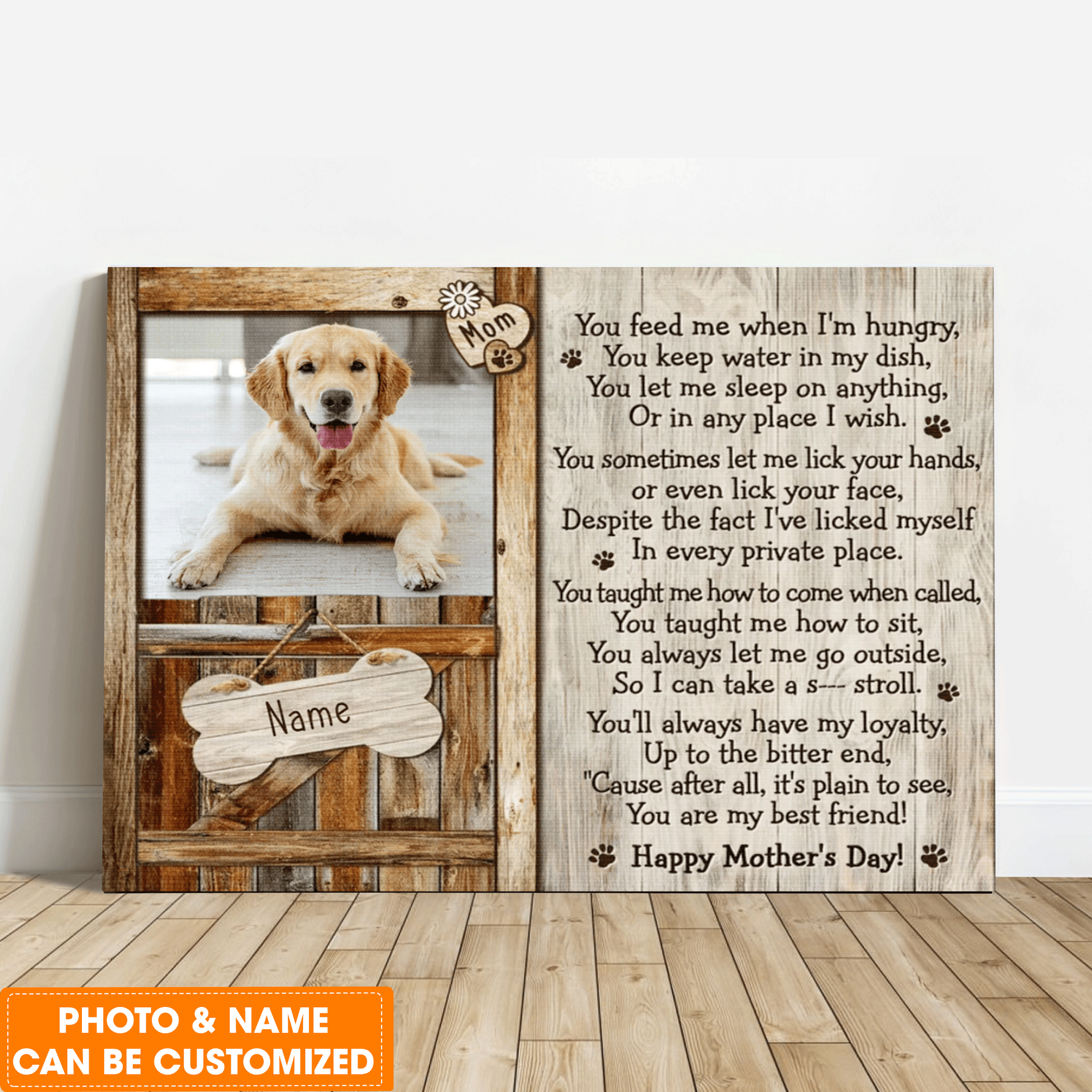 Personalized Dog Landscape Canvas, Custom Pet Photo, Mothers Day Gift For Dog Mom Canvas, Perfect Gift For Dog Lovers, Friend, Family