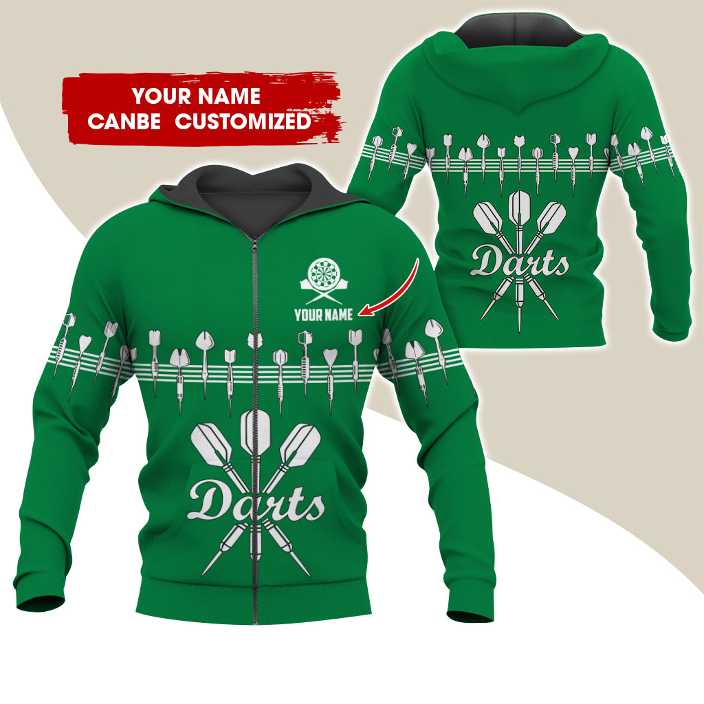Customized Name Darts Premium Zip Hoodie, Personalized Name Darts Zip Hoodie For Men & Women - Gift For Darts Lovers, Darts Players