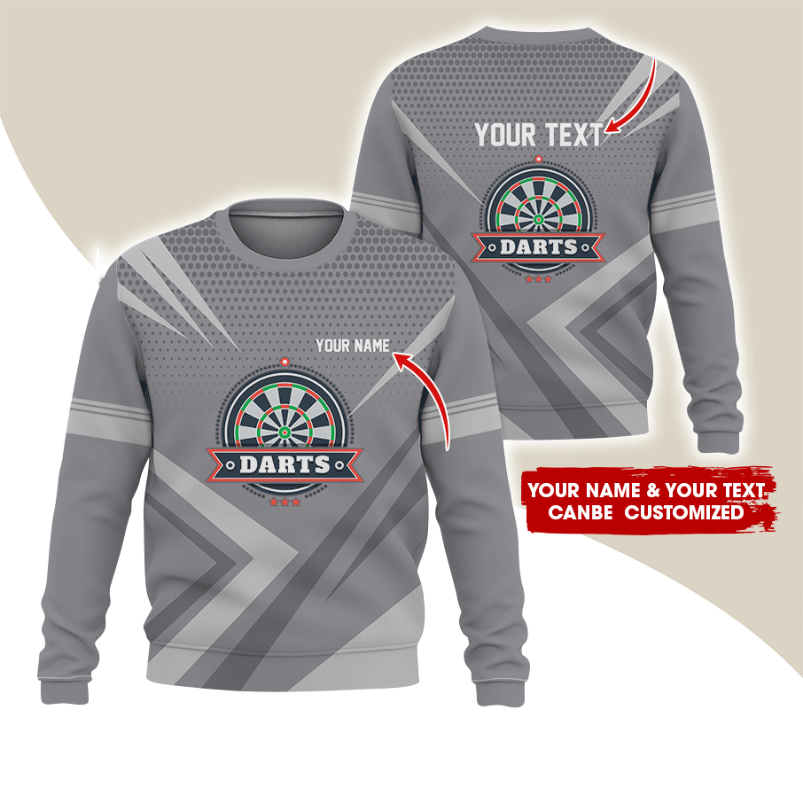 Customized Darts Sweatshirt, Personalized Name & Text Sweatshirt, 3 Star Darts Pattern Sweatshirt, Perfect Gift For Darts Lovers, Friend, Family