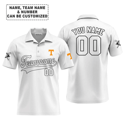Customized Baseball Men Polo Shirt, Indiana Baseball Logo White Custom Polo Shirt - Perfect Polo Shirt For Men, Baseball Lovers
