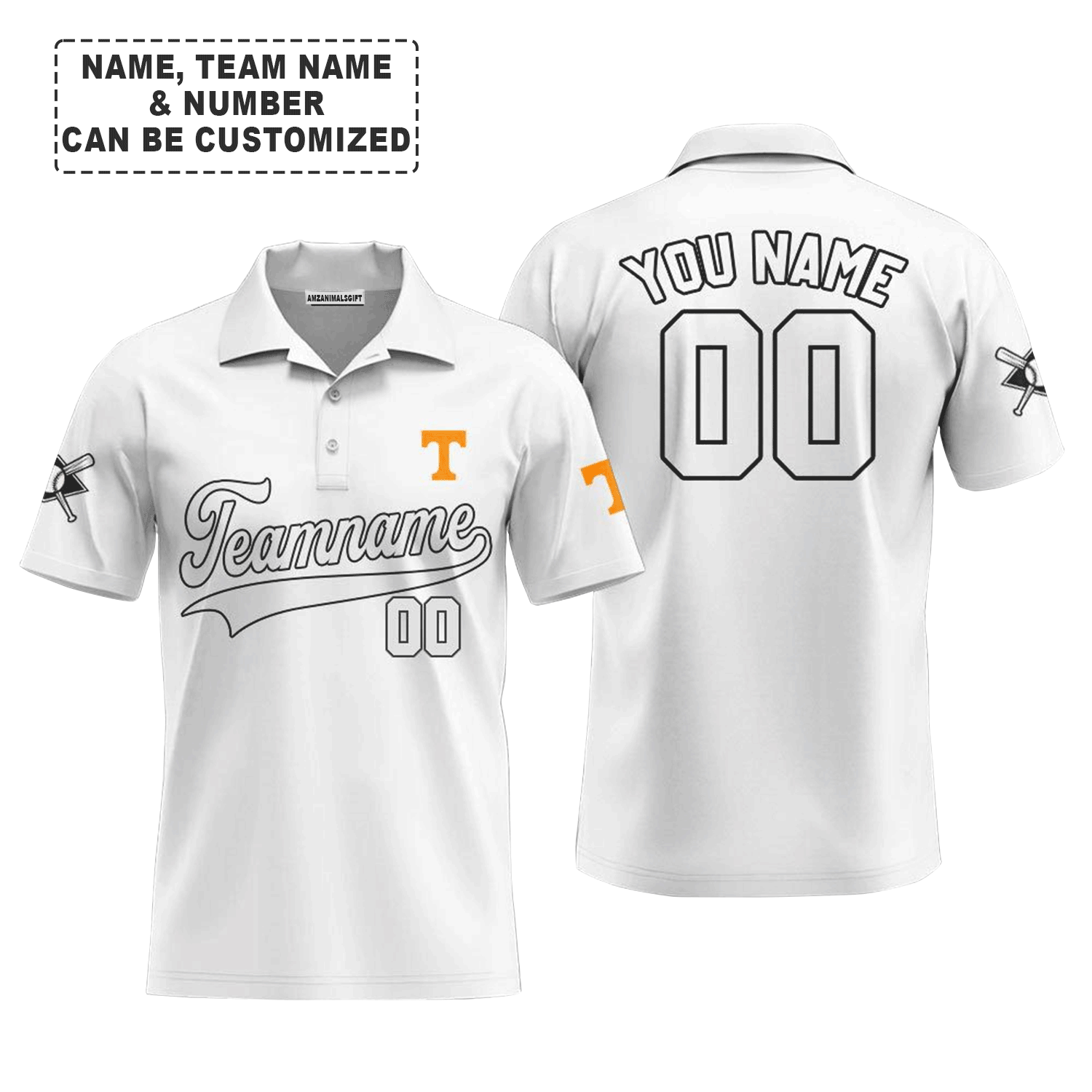 Customized Baseball Men Polo Shirt, Indiana Baseball Logo White Custom Polo Shirt - Perfect Polo Shirt For Men, Baseball Lovers