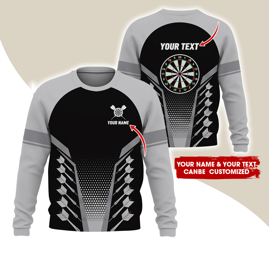 Customized Name Darts Sweatshirt, Darts & Dartboards Pattern Love Darts Shirts - Gift For Darts Lovers, Friend, Family